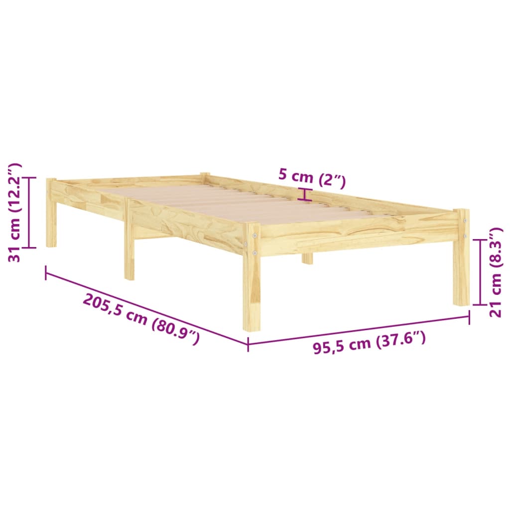 Giroletto in Legno Massello di Pino 90x200 cm | homemem39