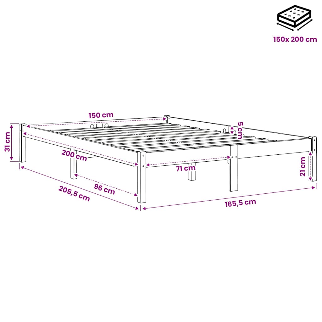 Giroletto in Legno Massello 150x200 cm King Size
