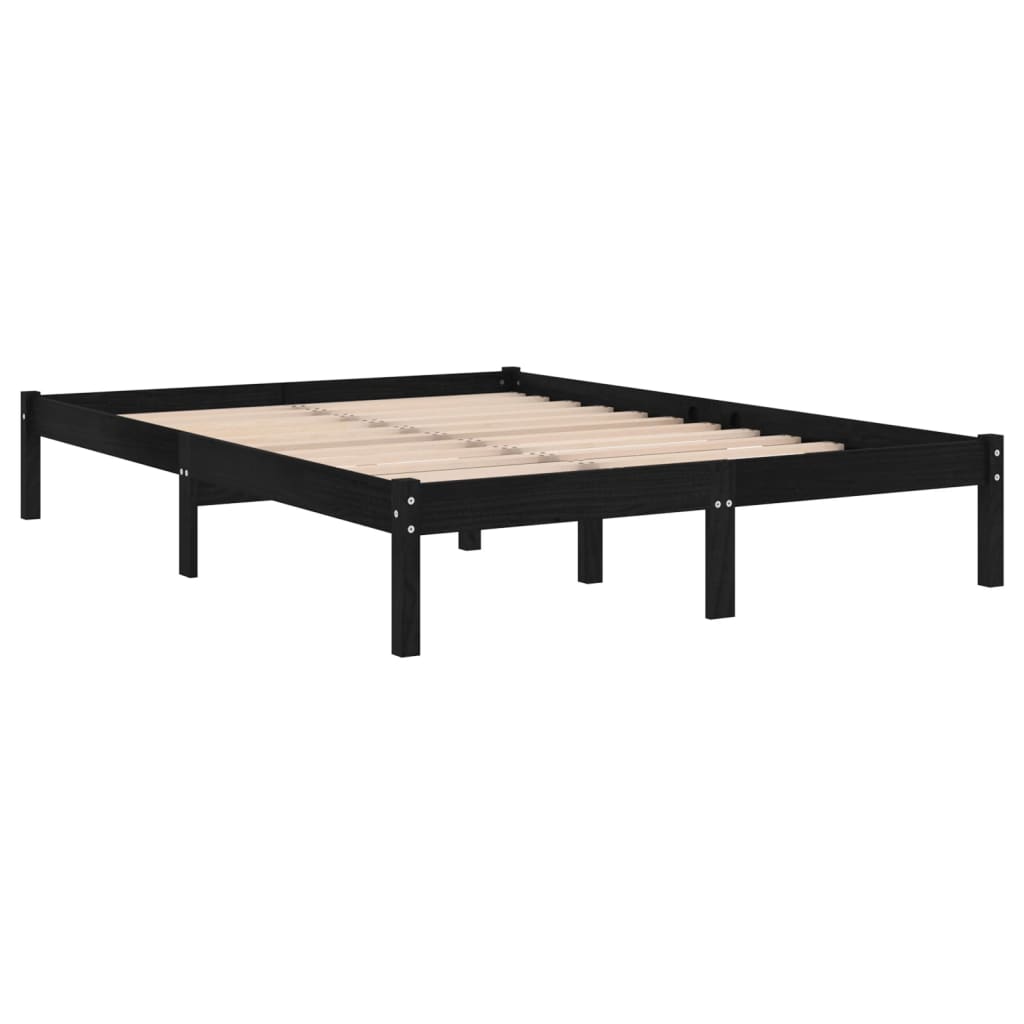 Giroletto Nero in Legno Massello 150x200 cm King Size | homemem39