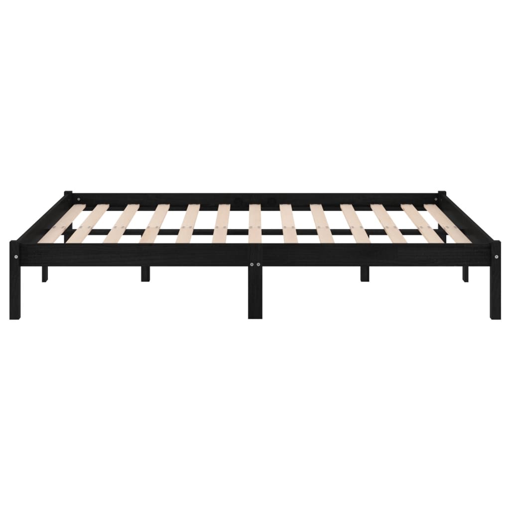 Giroletto Nero in Legno Massello 150x200 cm King Size | homemem39