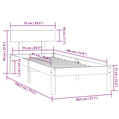 Giroletto Bianco in Legno Massello 75x190 cm Small Single | homemem39