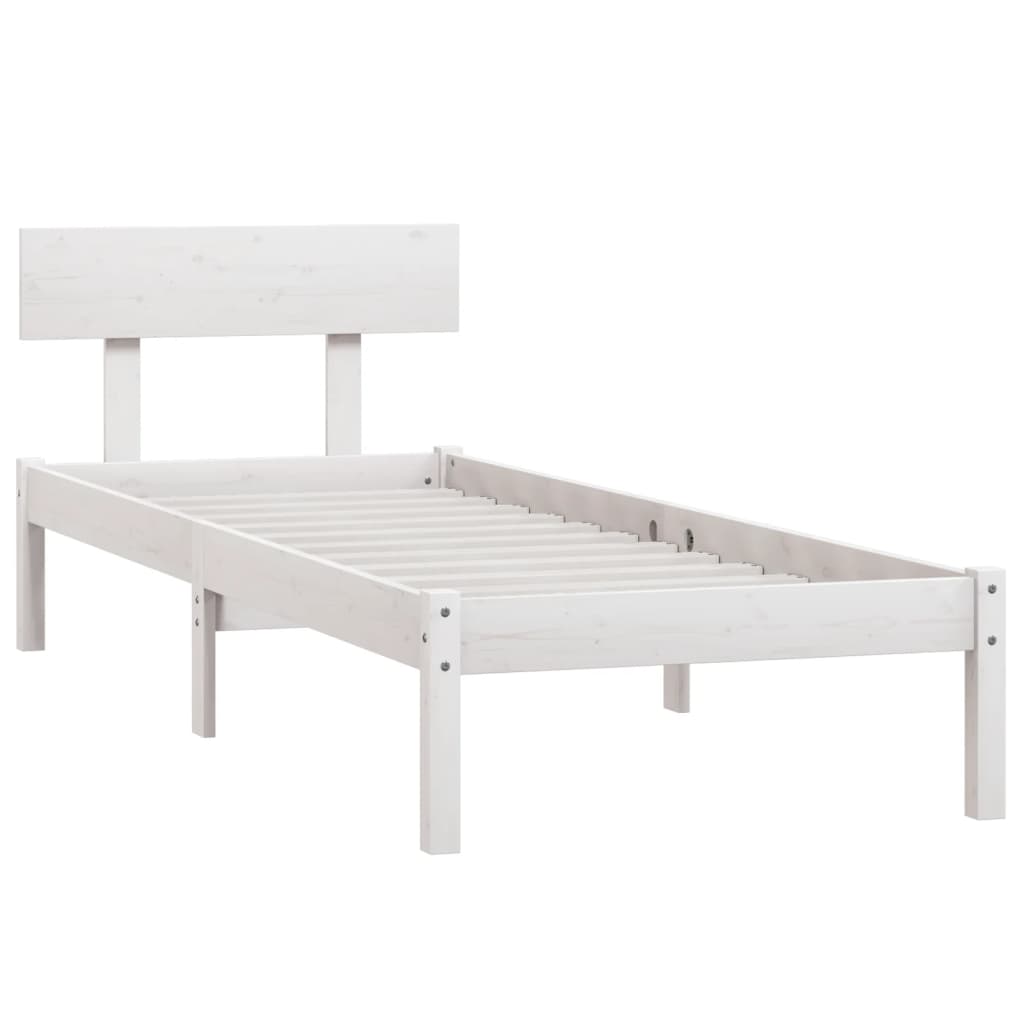 Giroletto Bianco in Legno Massello di Pino 90x190 cm Single | homemem39