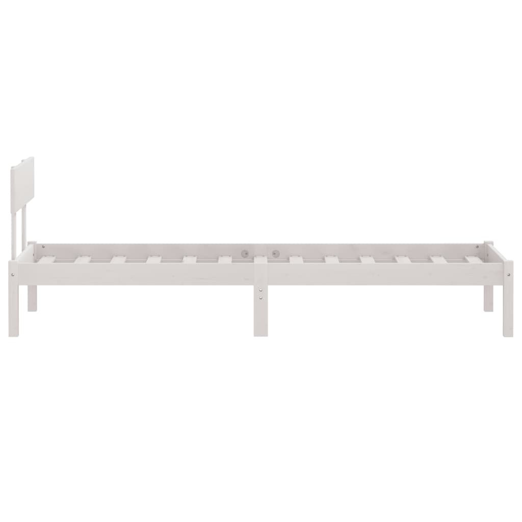 Giroletto Bianco in Legno Massello di Pino 90x190 cm Single | homemem39