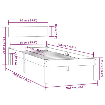 Giroletto Bianco in Legno Massello di Pino 90x190 cm Single | homemem39