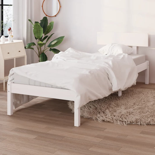 Giroletto Bianco in Legno Massello di Pino 90x190 cm Single | homemem39