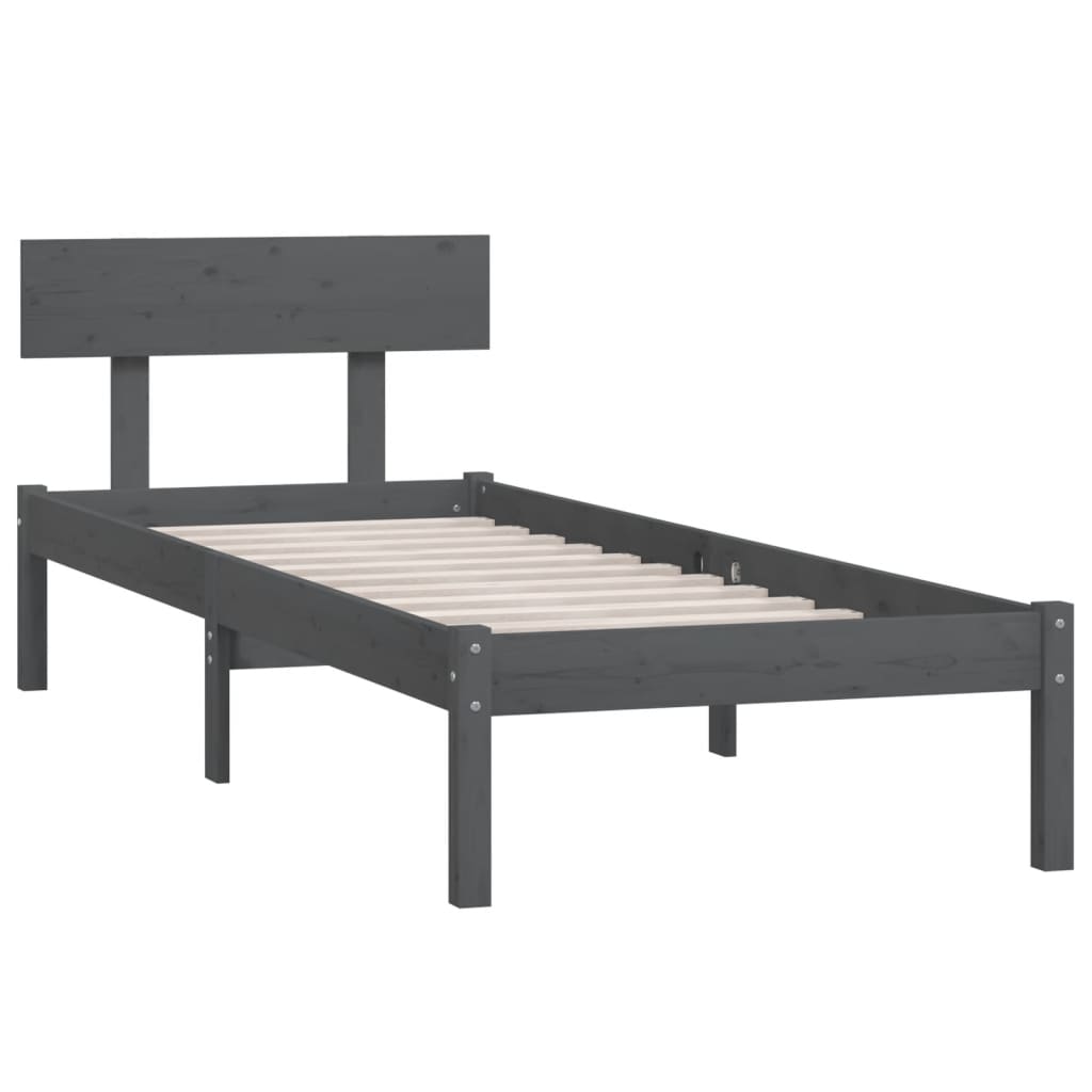 Giroletto Grigio in Legno Massello di Pino 90x190 cm Single | homemem39