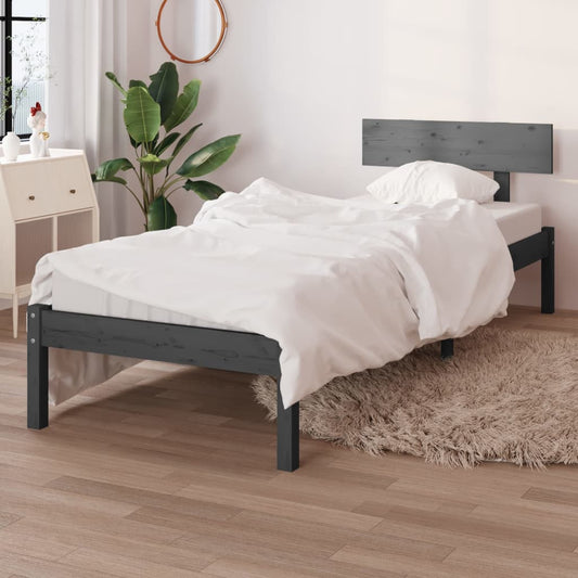 Giroletto Grigio in Legno Massello di Pino 90x190 cm Single | homemem39