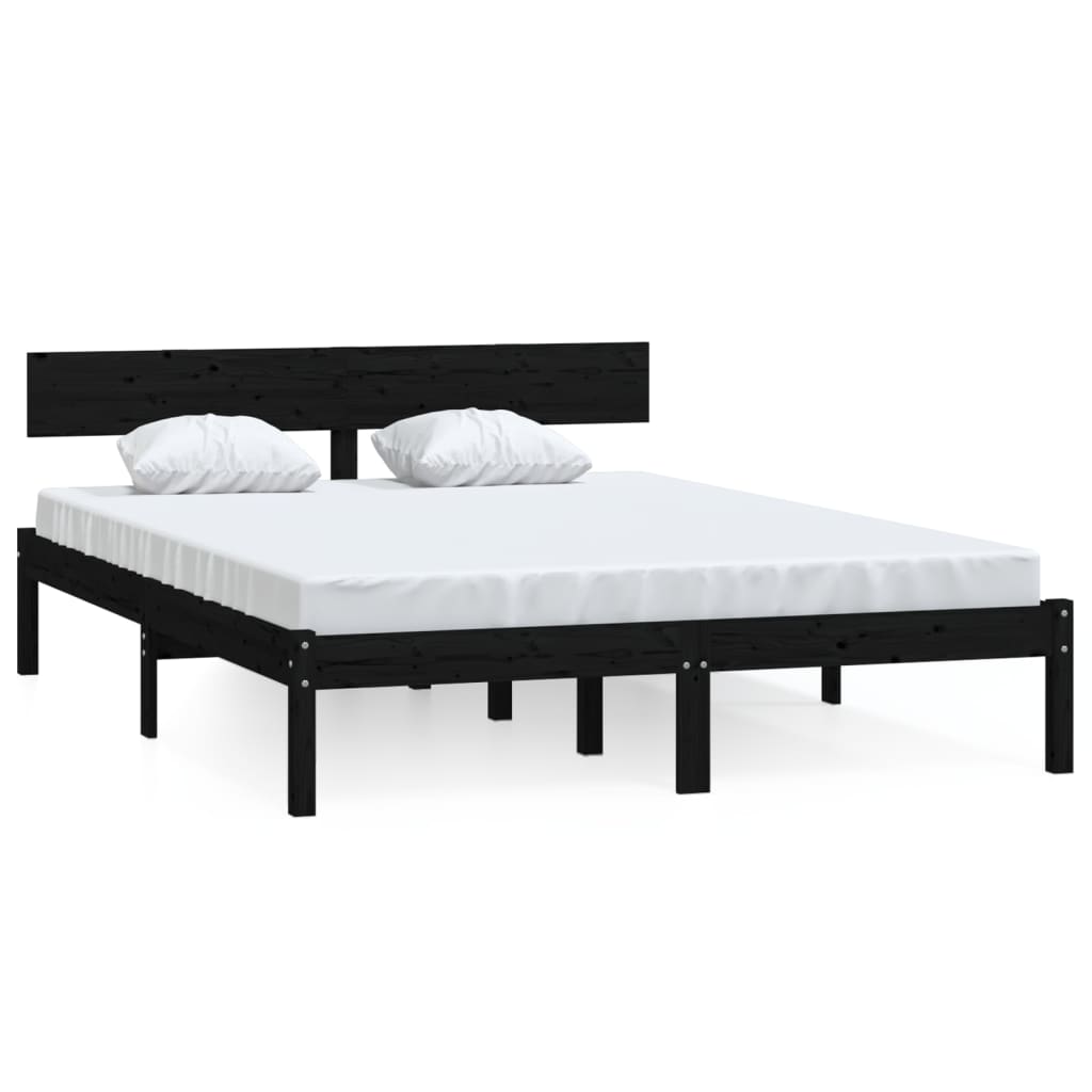 Giroletto Nero in Legno Massello 135x190 cm Double | homemem39