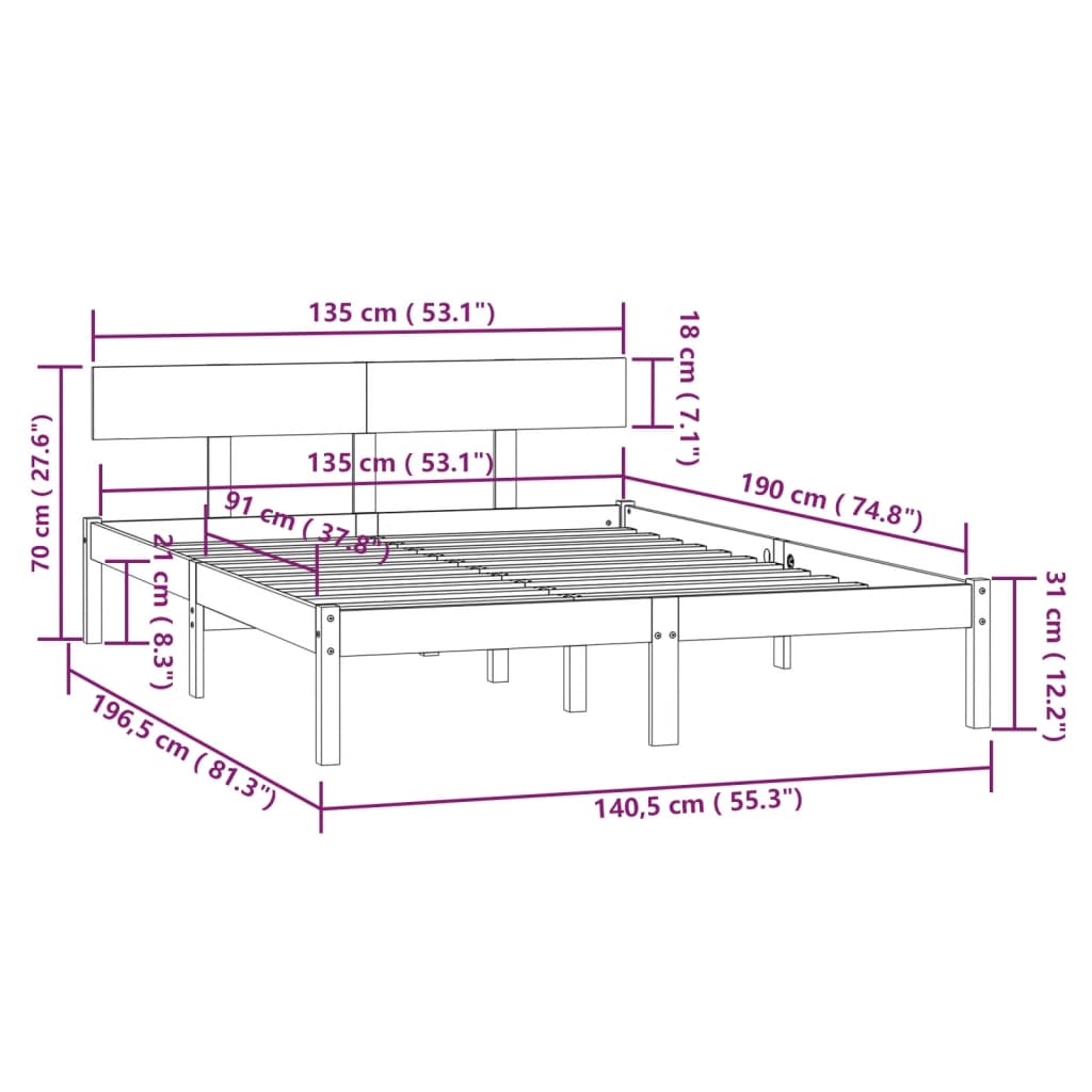 Giroletto Nero in Legno Massello 135x190 cm Double | homemem39
