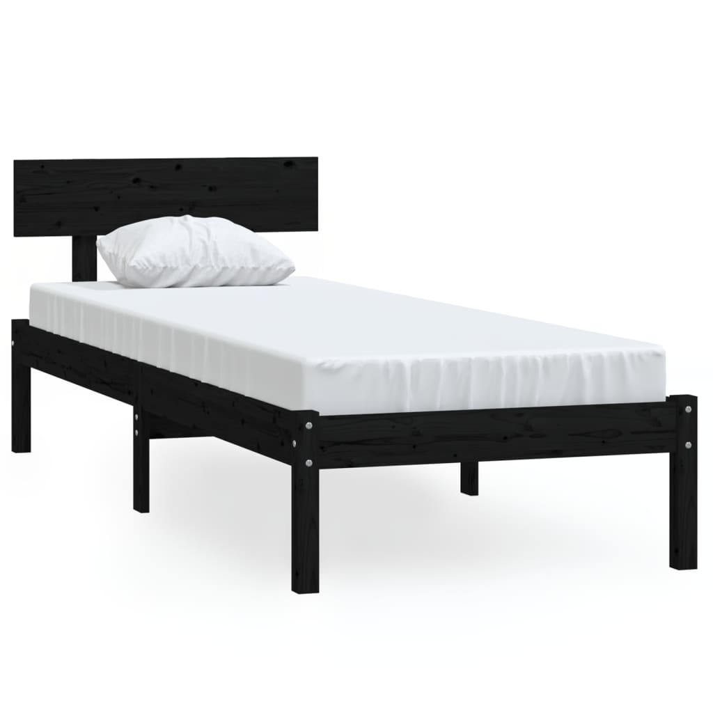 Giroletto Nero in Legno Massello di Pino 90x200 cm | homemem39