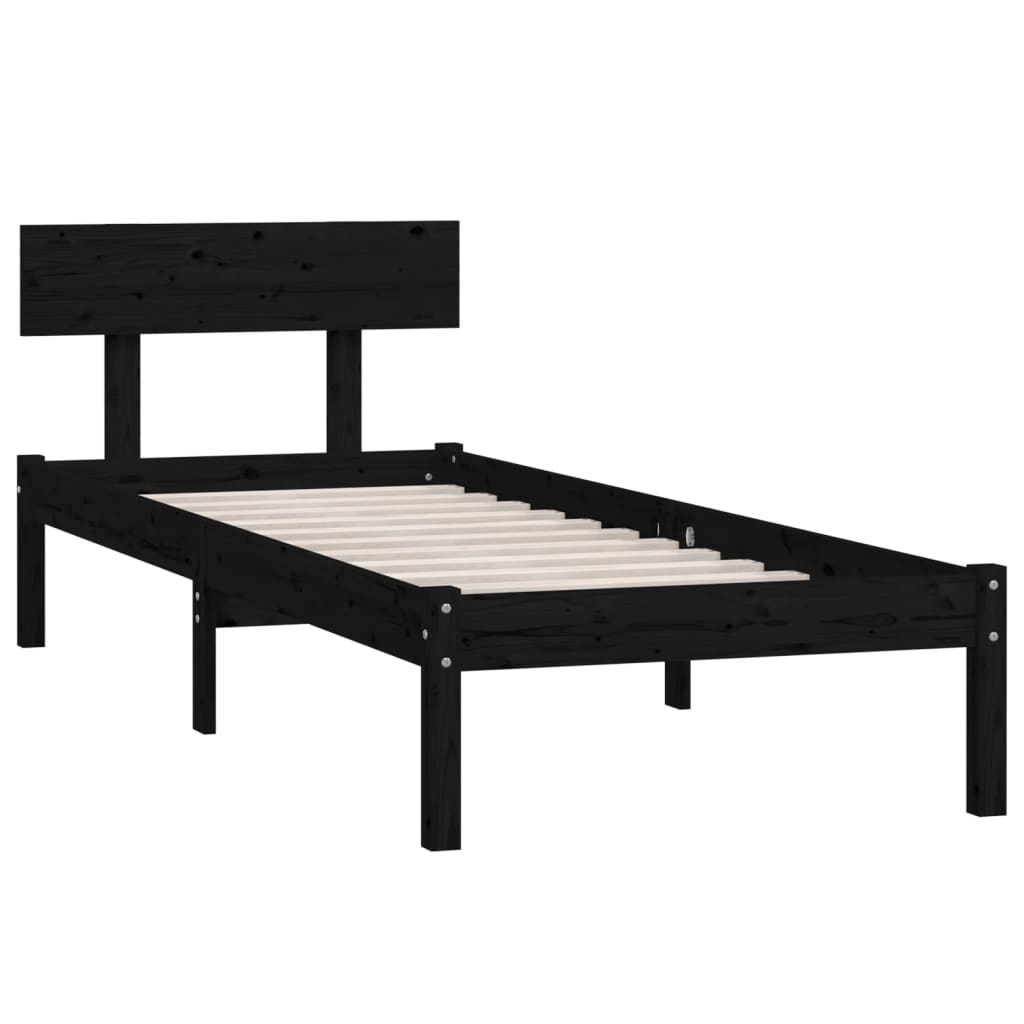 Giroletto Nero in Legno Massello di Pino 90x200 cm | homemem39