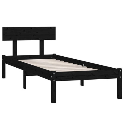 Giroletto Nero in Legno Massello di Pino 90x200 cm | homemem39