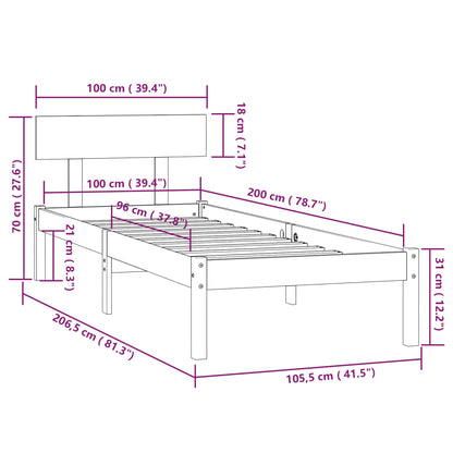 Giroletto Nero in Legno Massello di Pino 100x200 cm | homemem39