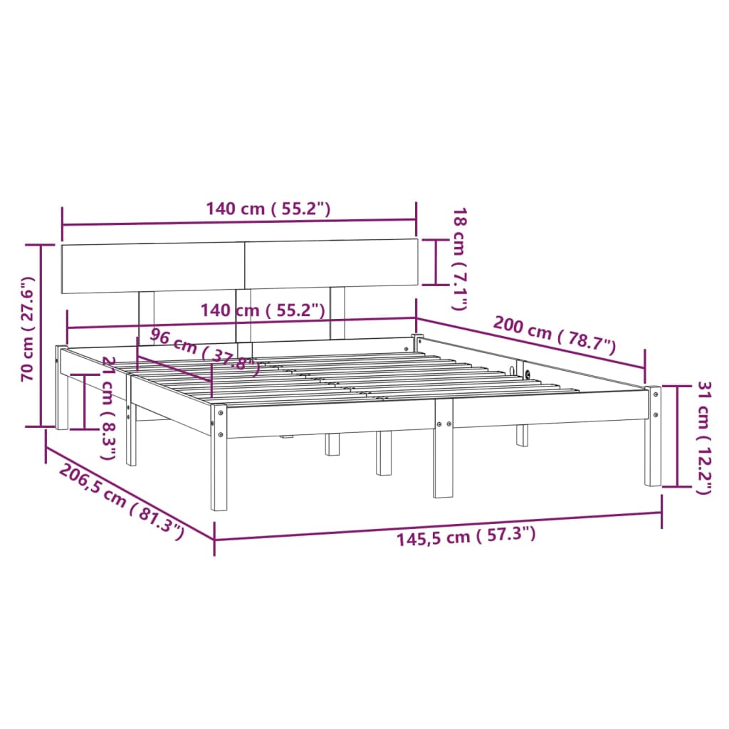 Giroletto Bianco in Legno Massello di Pino 140x200 cm | homemem39