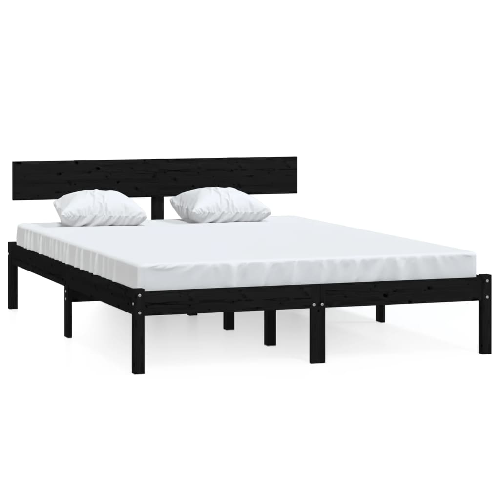 Giroletto Nero in Legno Massello di Pino 140x200 cm | homemem39