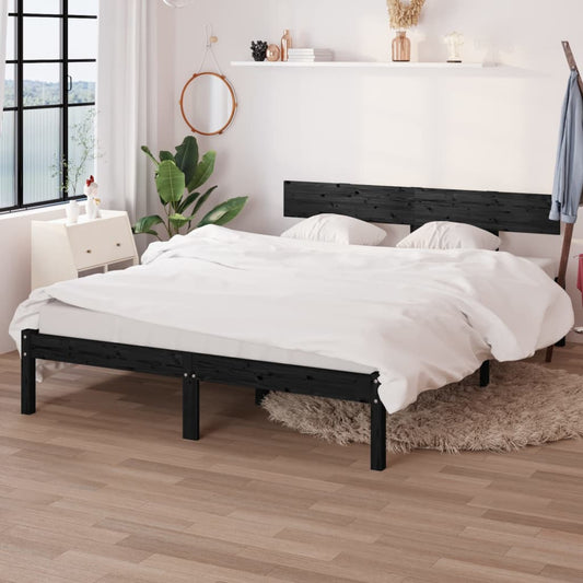 Giroletto Nero in Legno Massello di Pino 140x200 cm | homemem39