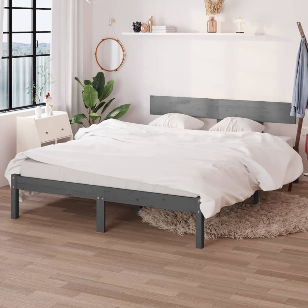 Giroletto Grigio in Massello di Pino 150x200 cm King Size | homemem39