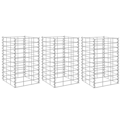Fioriere Rialzate a Gabbione 3 pz 30x30x50 cm in Ferro