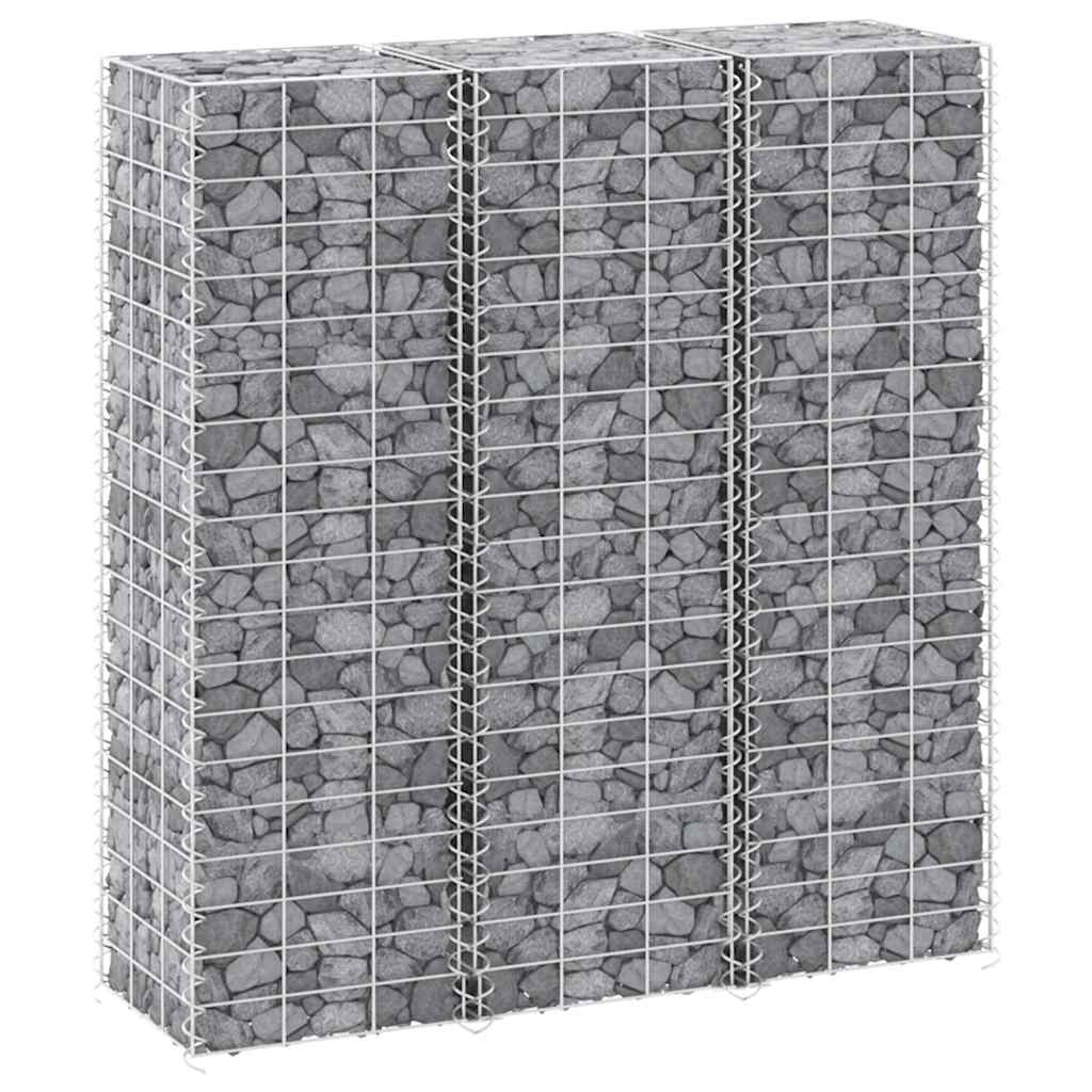 Fioriere Rialzate a Gabbione 3 pz 30x30x100 cm in Ferro | homemem39