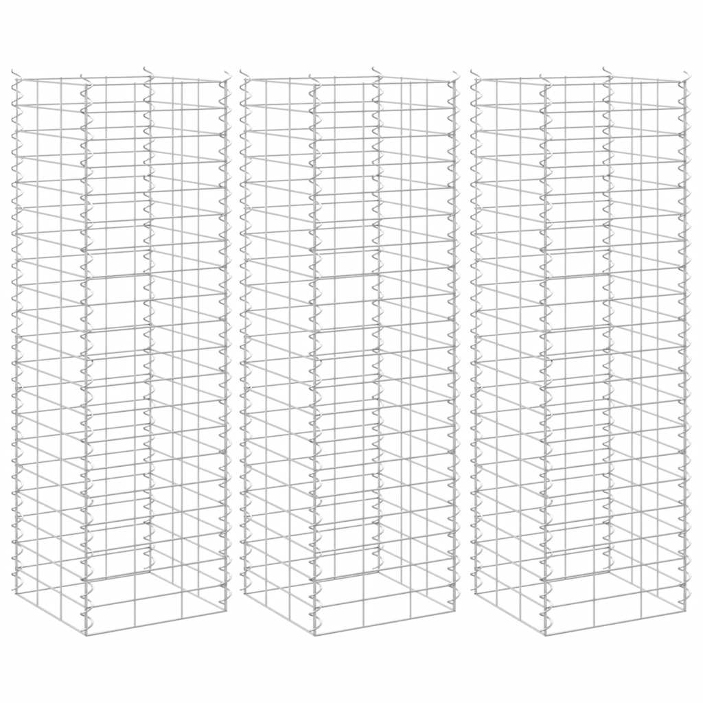 Fioriere Rialzate a Gabbione 3 pz 30x30x100 cm in Ferro | homemem39