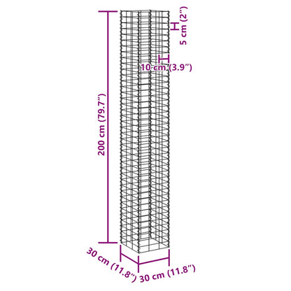 Fioriere Rialzate Gabbione 4 pz 30x30x50/100/150/200 cm Ferro | homemem39