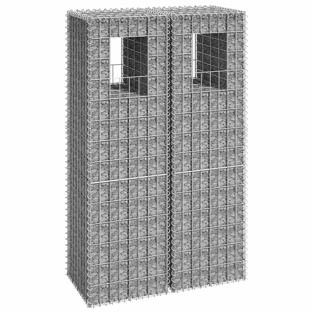 Cesti a Gabbione a Torre 2 pz 40x40x140 cm in Ferro | homemem39