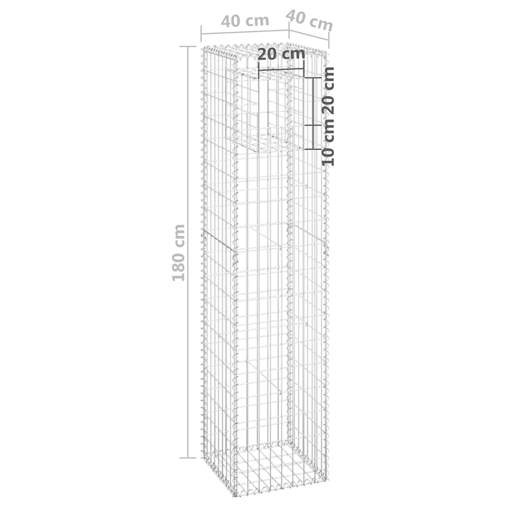 Cesto a Gabbione a Torre 40x40x180 cm in Ferro | homemem39