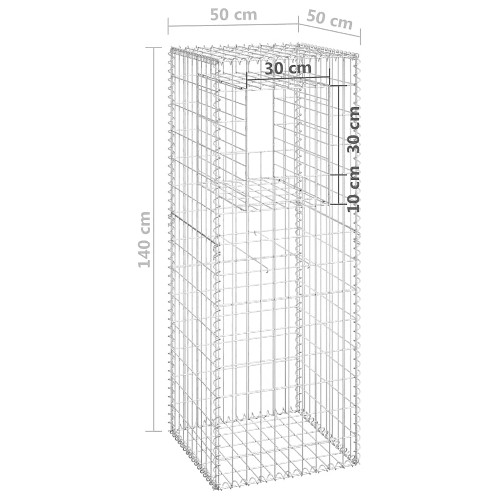 Cesto a Gabbione a Torre 50x50x140 cm in Ferro | homemem39