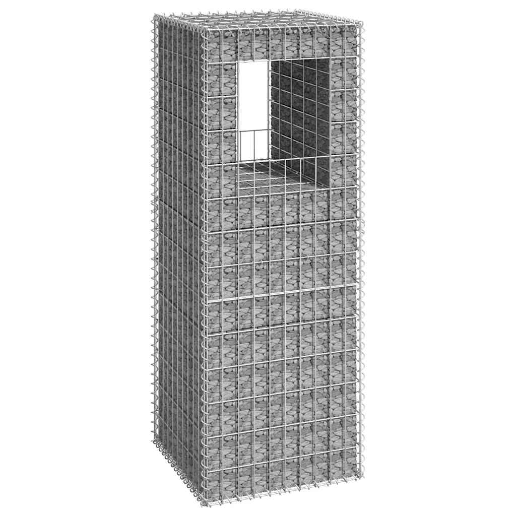 Cesto a Gabbione a Torre 50x50x140 cm in Ferro