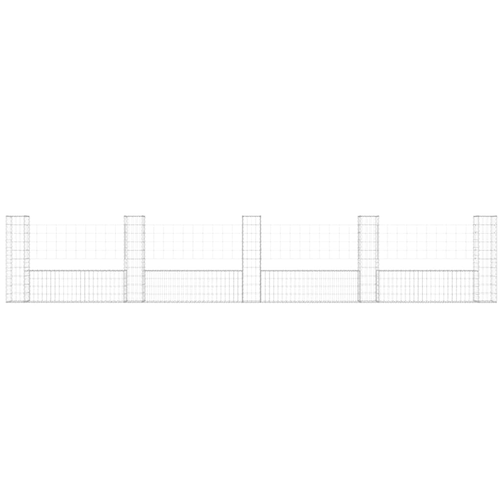 Cesto Gabbione a U con 5 Pali in Ferro 500x20x100 cm - homemem39