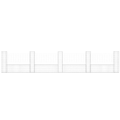 Cesto Gabbione a U con 5 Pali in Ferro 500x20x100 cm - homemem39