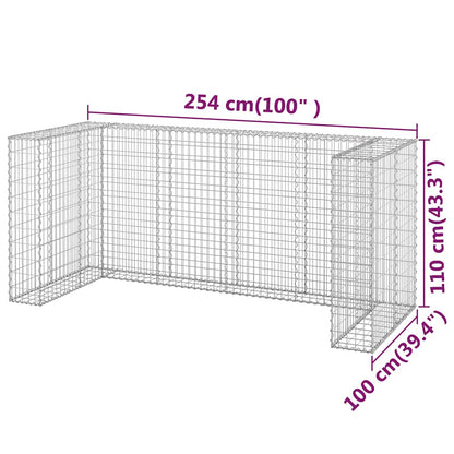 Gabbione per Bidoni in Acciaio Zincato 254x100x110 cm | homemem39