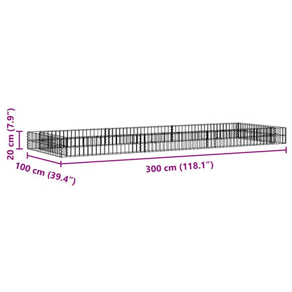 Gabbione Letto Rialzato in Acciaio Zincato 300x100x20 cm | homemem39