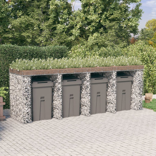 Parete Gabbioni Bidone Spazzatura 350x91x120 cm Ferro Zincato | homemem39