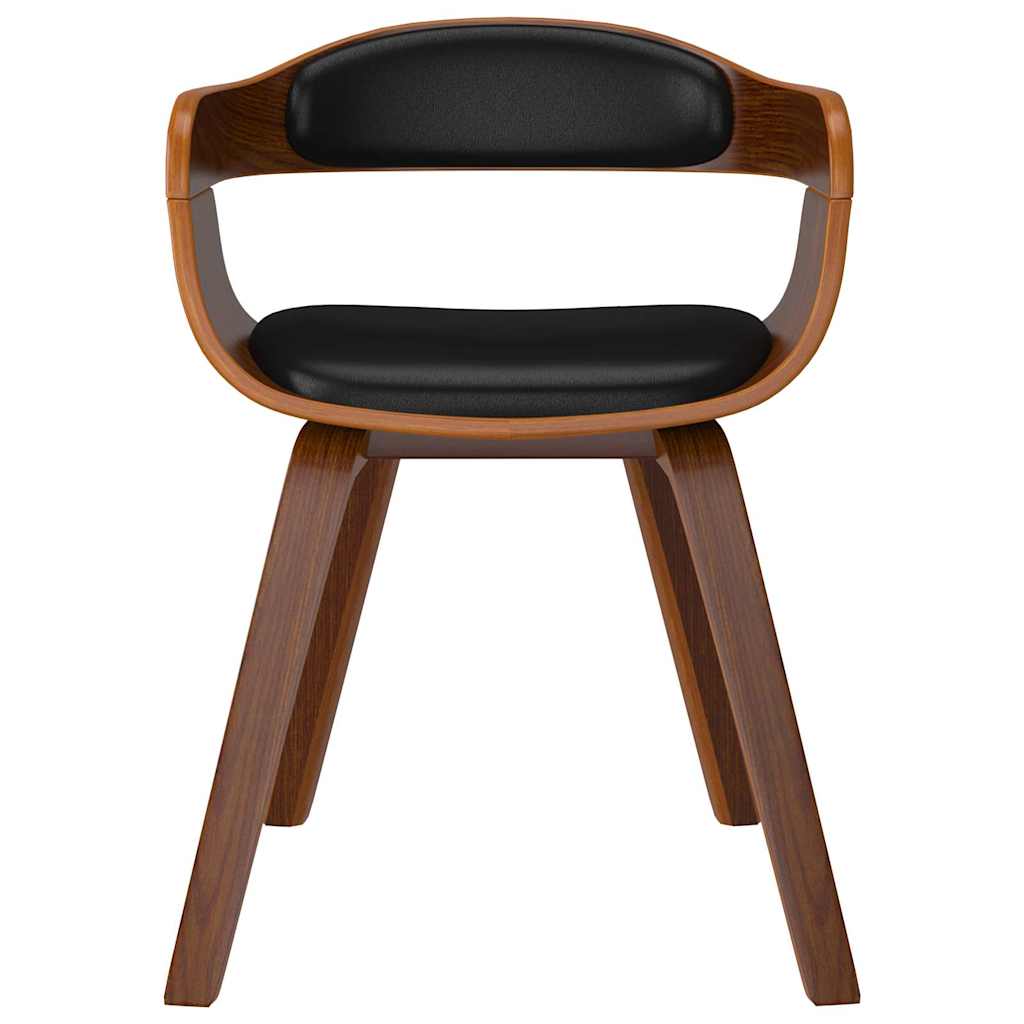 Sedia da Pranzo Nera in Legno Curvato e Similpelle