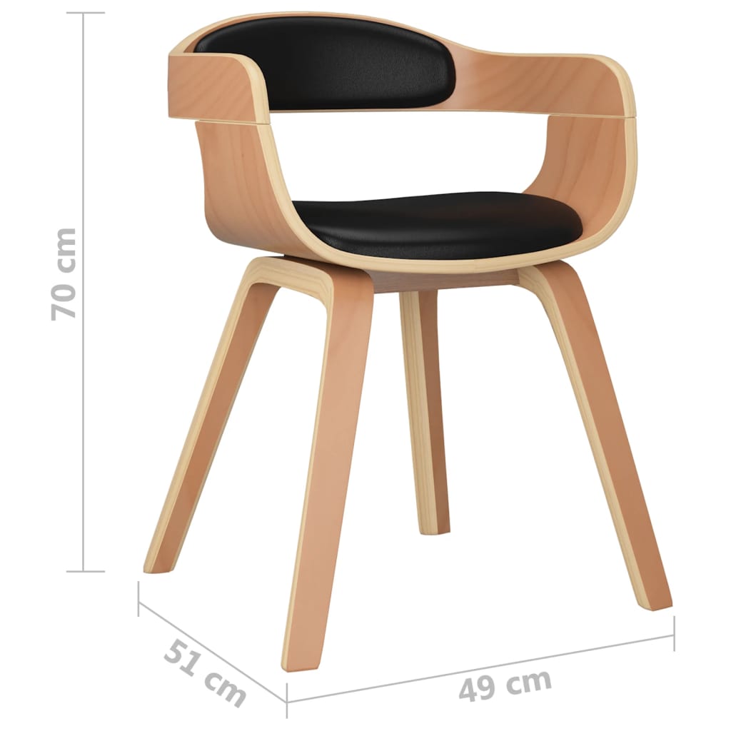 Sedia da Pranzo Nera in Legno Curvato e Similpelle | homemem39