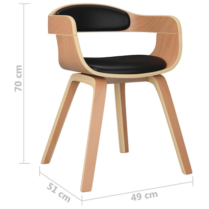 Sedia da Pranzo Nera in Legno Curvato e Similpelle | homemem39