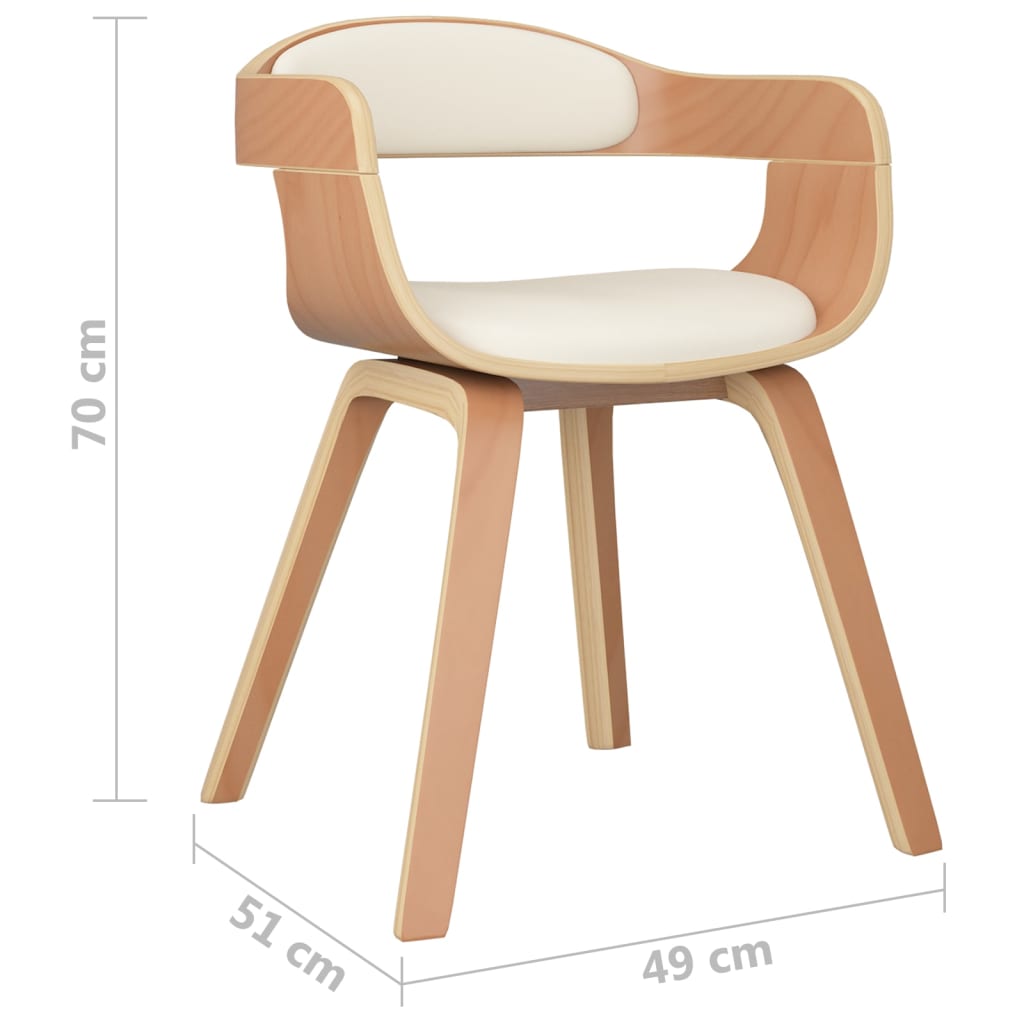 Sedie da Pranzo 4 pz Crema in Legno Curvato e Similpelle