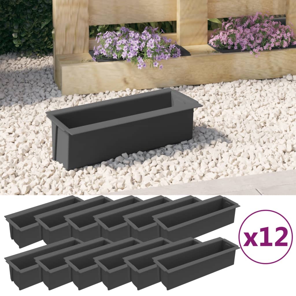 Fioriere per Europallet 12 pz Grigio 36x13,5x9,5 cm in PP - homemem39