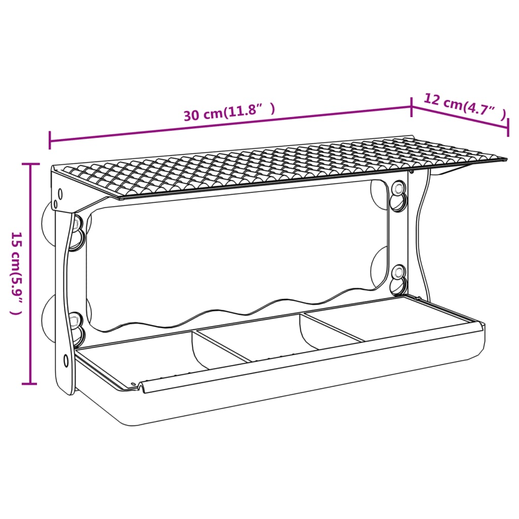 Mangiatoie per Uccelli da Finestra 2 pz in Acrilico 30x12x15 cm | homemem39