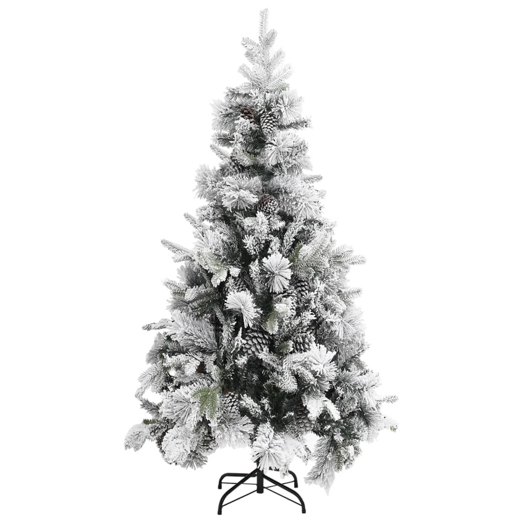 Albero di Natale con Neve Floccata e Pigne 225 cm PVC e PE - homemem39