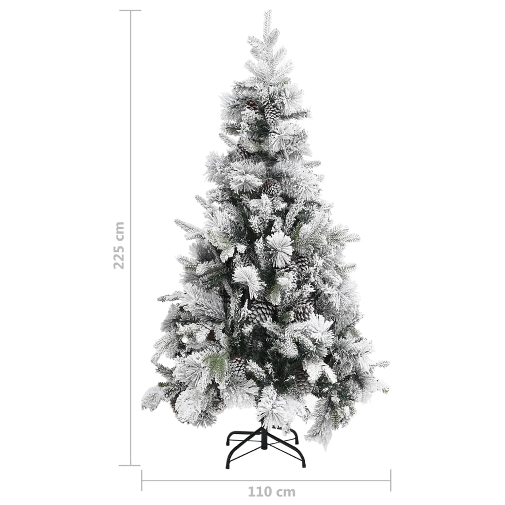Albero di Natale con Neve Floccata e Pigne 225 cm PVC e PE - homemem39