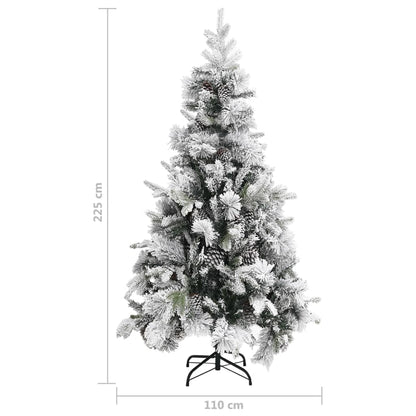 Albero di Natale con Neve Floccata e Pigne 225 cm PVC e PE - homemem39
