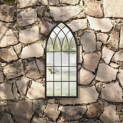 Specchio da Giardino Nero 70x30 cm in Ferro per Uso Esterno | homemem39