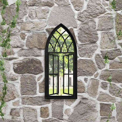 Specchio da Giardino Nero 70x30 cm in Ferro per Uso Esterno | homemem39