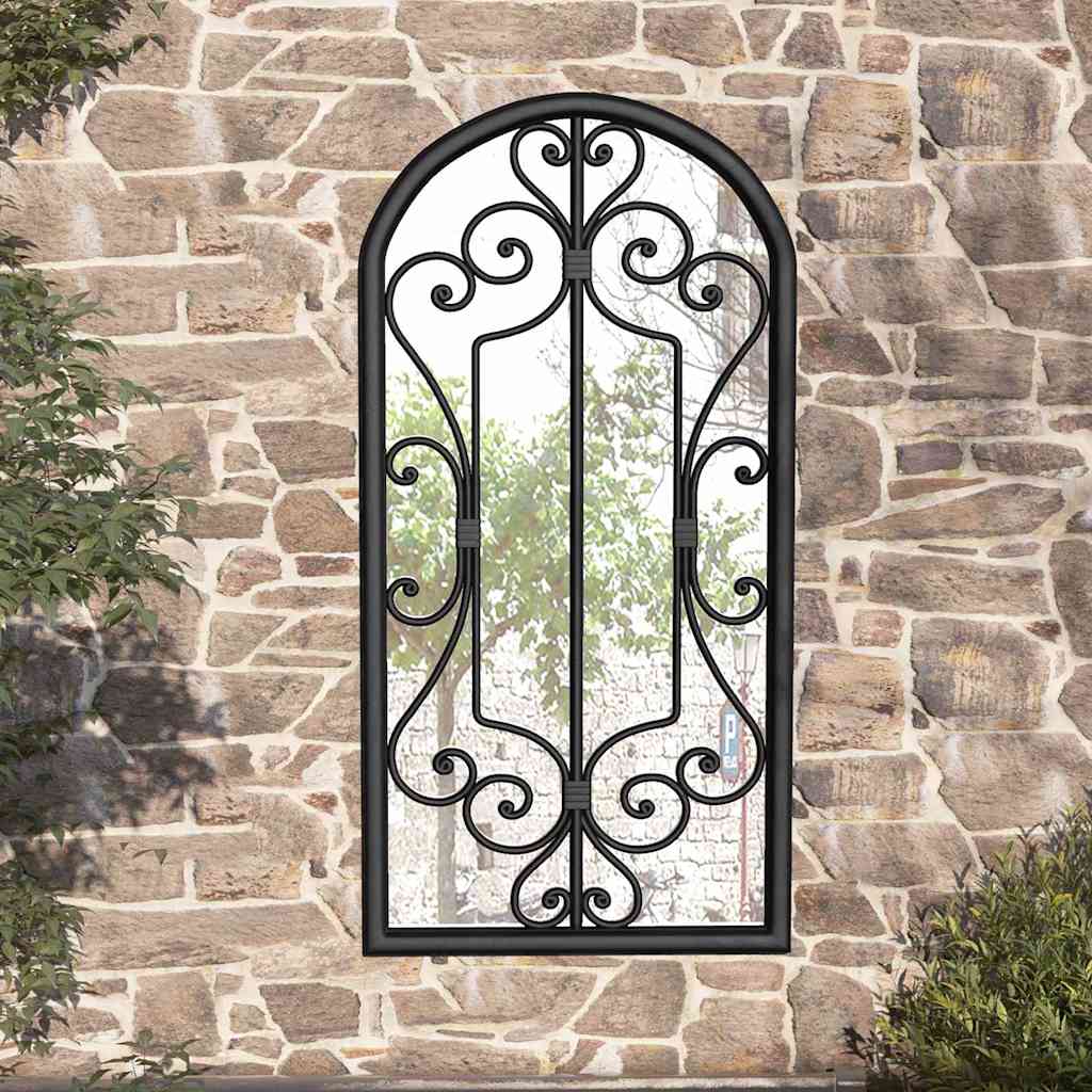 Specchio da Giardino Nero 70x30 cm in Ferro per Uso Esterno | homemem39