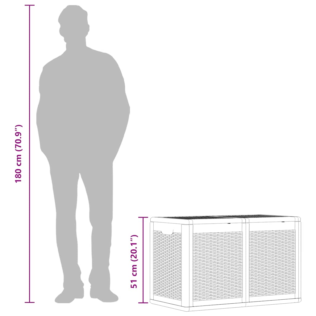 Baule da Giardino 180 L Nero in Rattan PP - homemem39