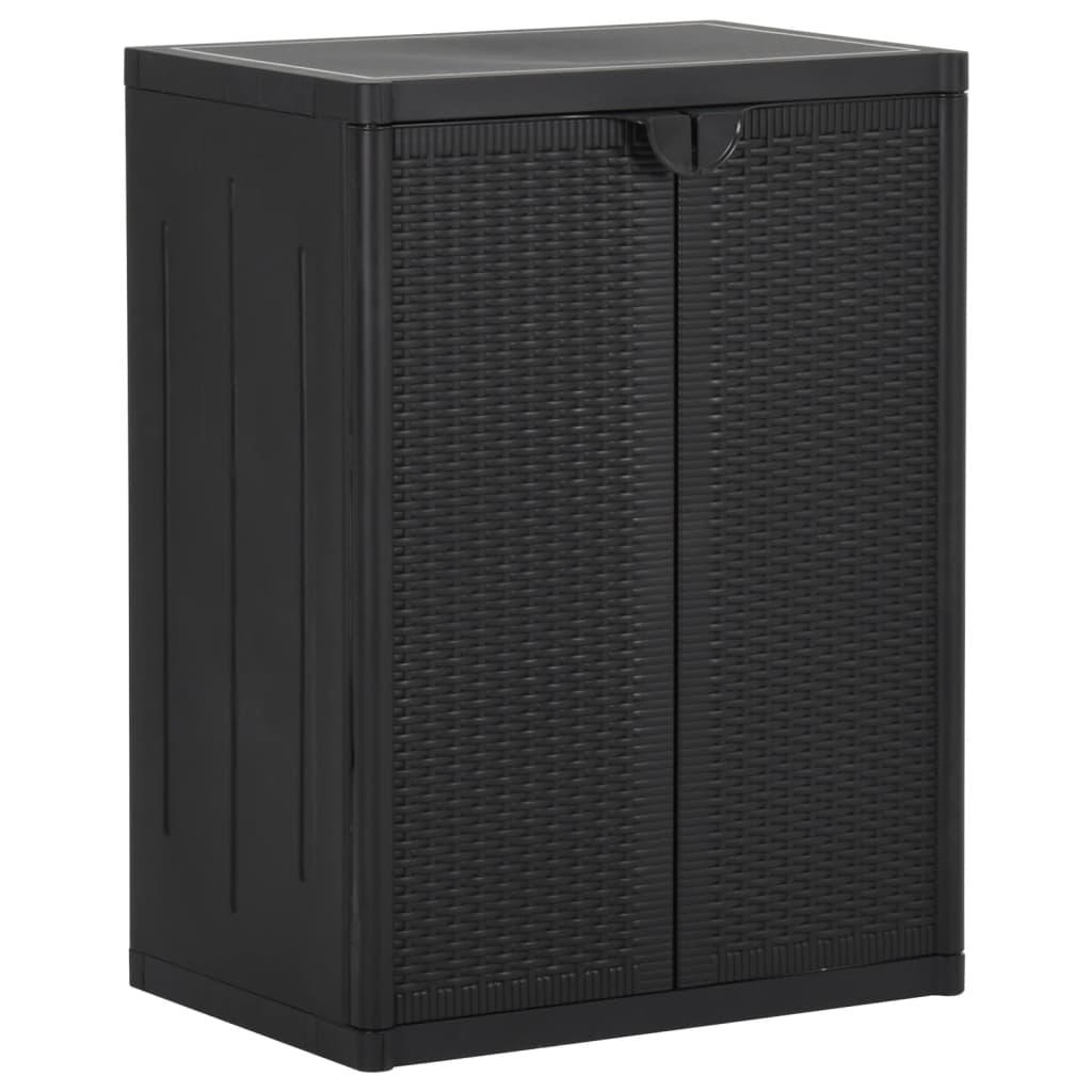 Black Garden Cabinet 65x45x88 cm in PP Rattan