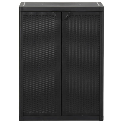 Black Garden Cabinet 65x45x88 cm in PP Rattan