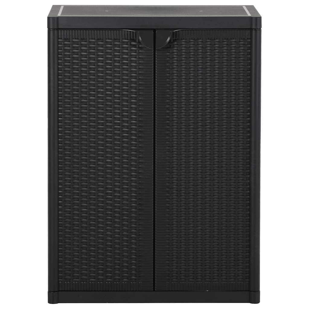 Armadio da Giardino Nero 65x45x88 cm in Rattan PP